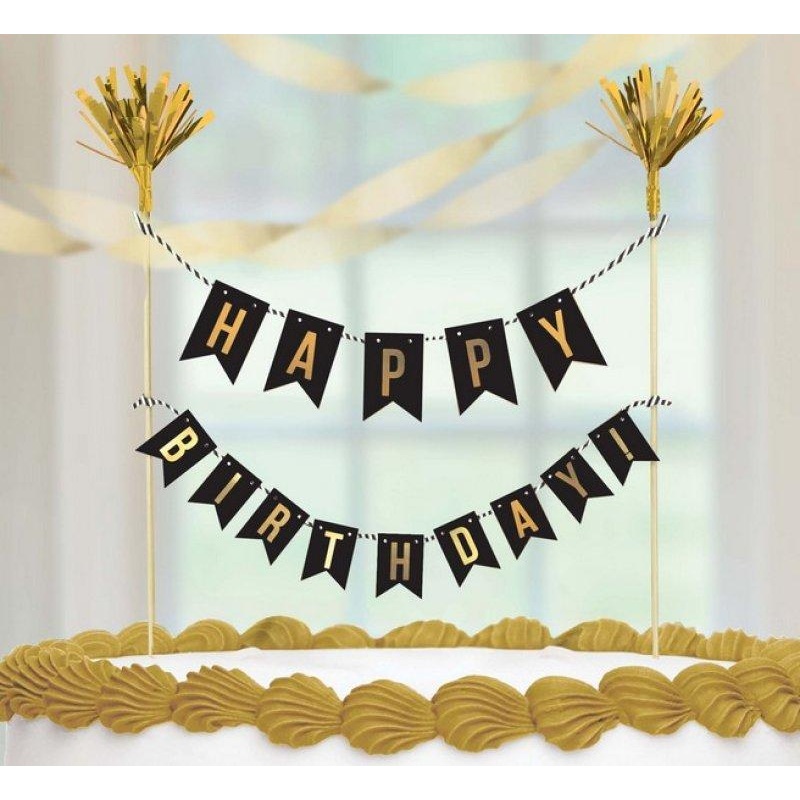 Cake Pick Black Gold Happy B/Day
