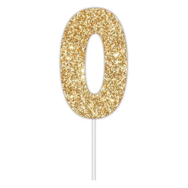 Cake Topper Budget Number 0 Glitter Gold