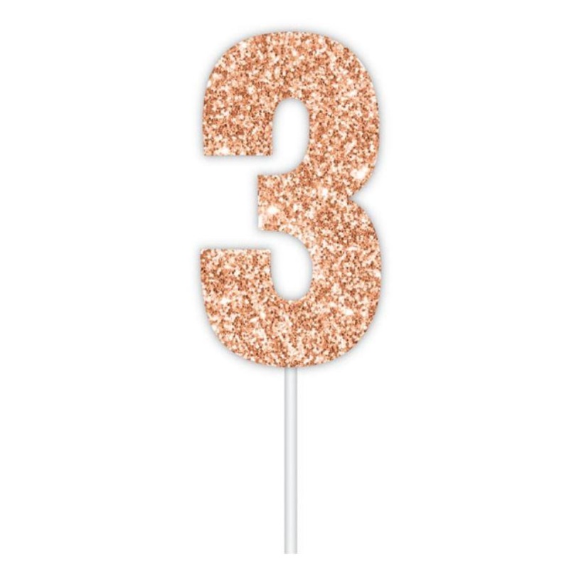 Cake Topper Budget Number 3 Rose Gold