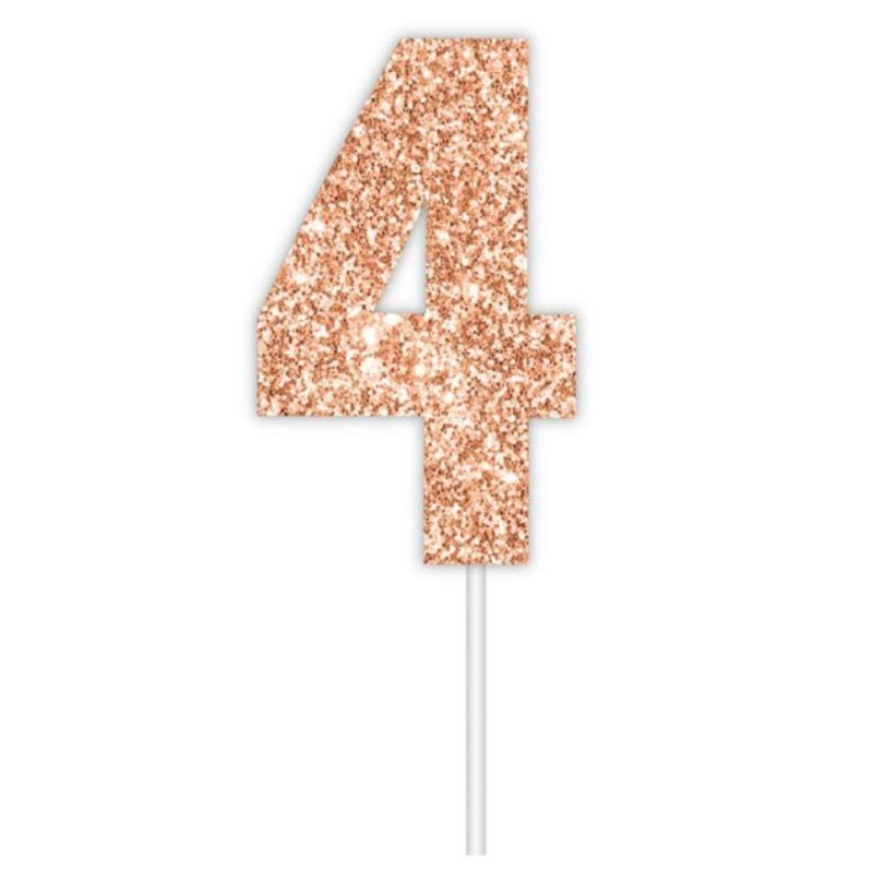 Cake Topper Budget Number 4 Rose Gold