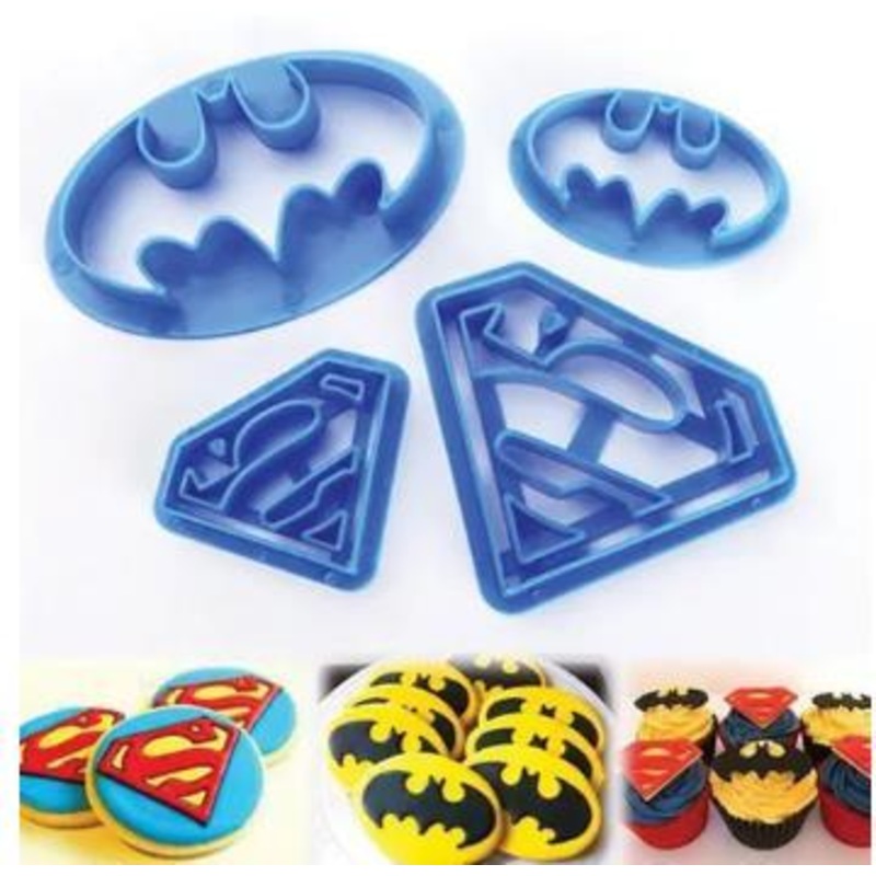 Cookie Cutters Batman and Superman Set Pk/4 Cake Craft