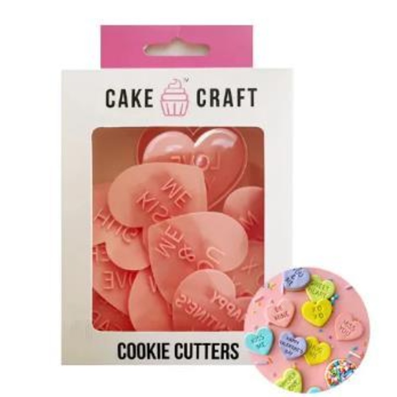 Cookie Cutters Love Heart Messages Set Pk/8 Cake Craft