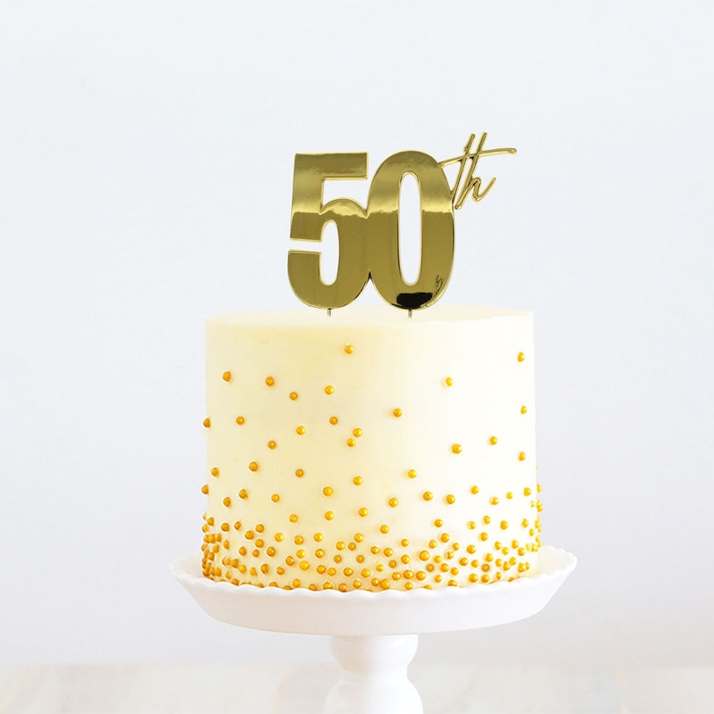 Gold Metal Cake Topper - 50th