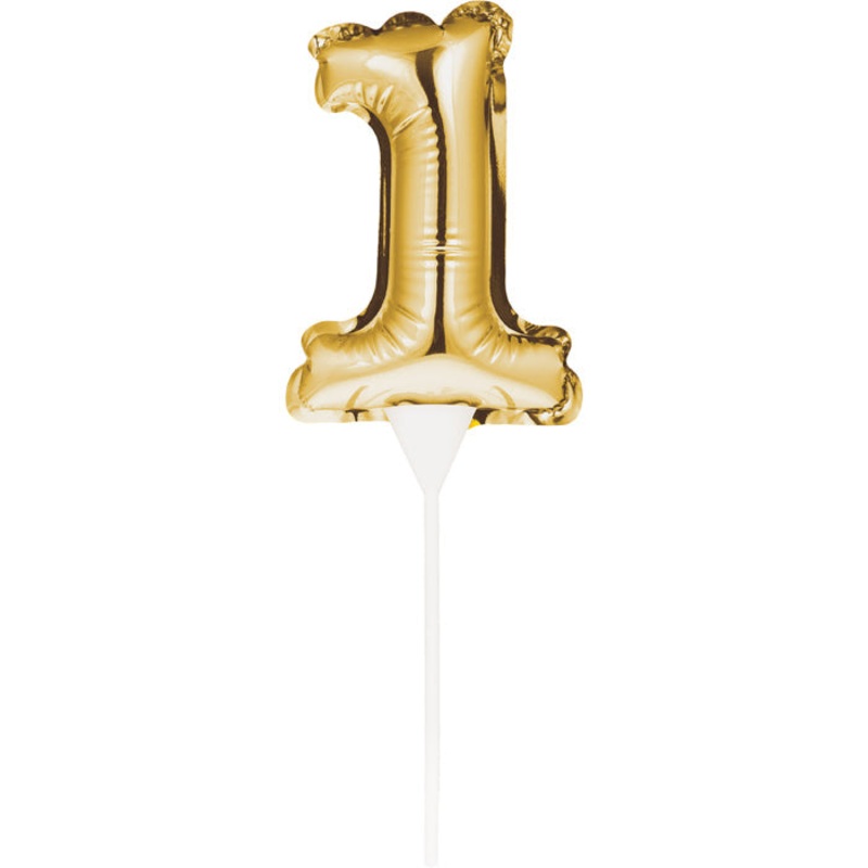 1 Gold Number Balloon Cake Topper