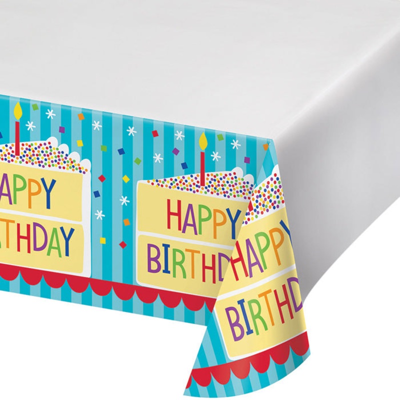 12 pc Bulk Cake Birthday Plastic Tablecloths