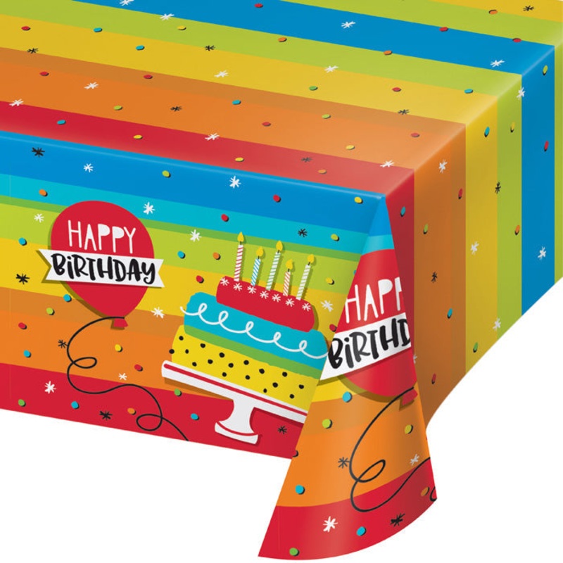 6 pc Bulk Rainbow Cake Plastic Table Covers