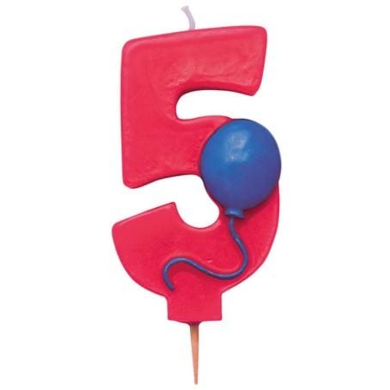 Birthday Cake Candle Number 5 w/ Balloon
