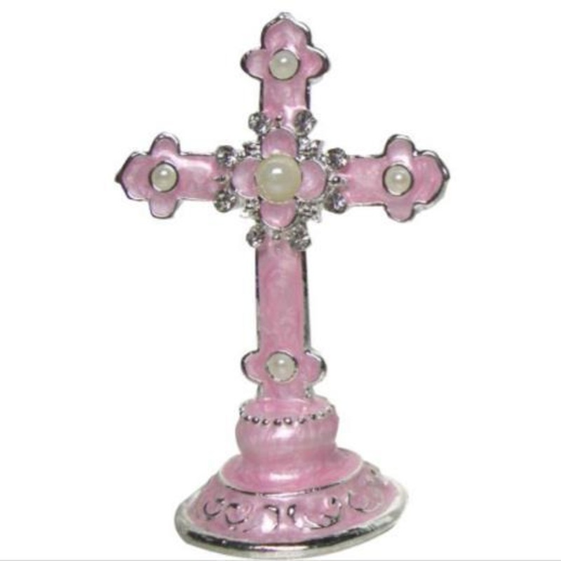 Cake Topper Pink Cross 7.5cm High