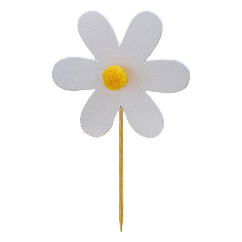 Daisy Card Cupcake Toppers With Pom Poms