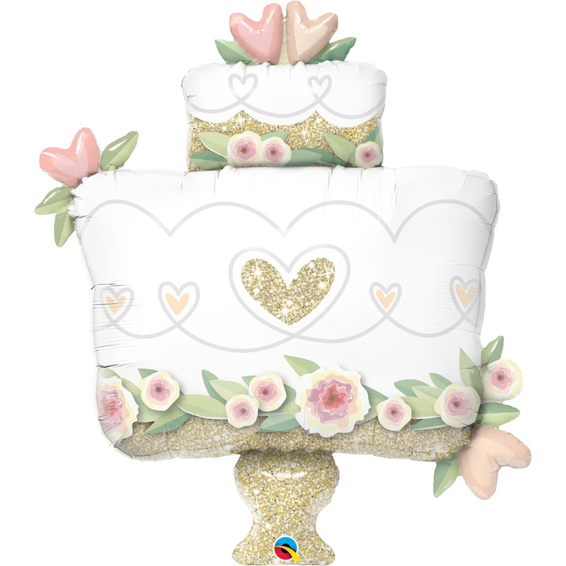 Glitter Gold Wedding Cake Foil Balloon 41in / 104cm