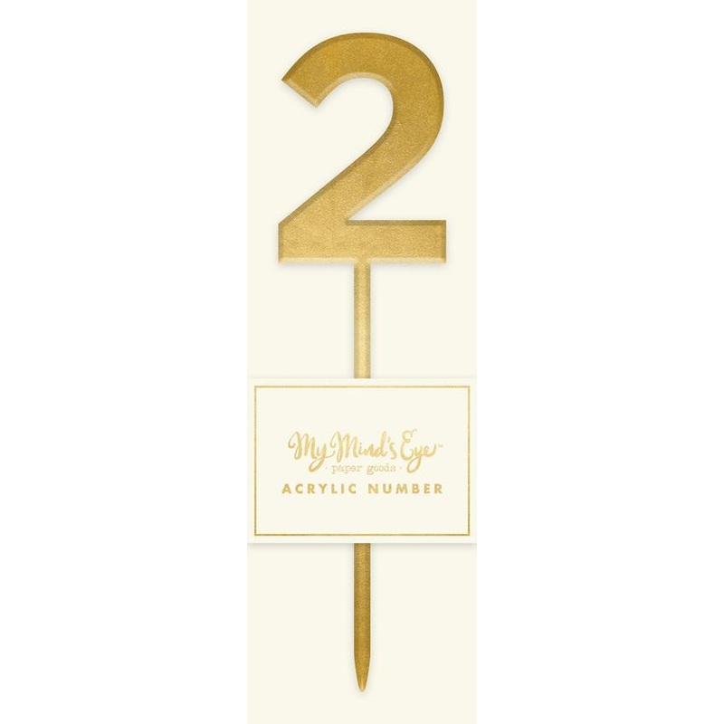Gold Acrylic Number 2 Cake Topper