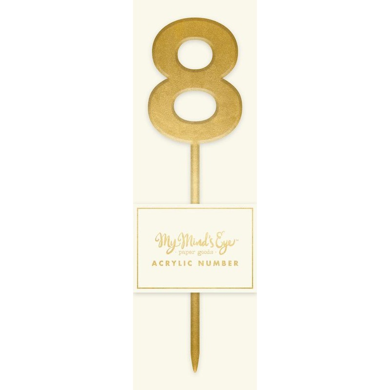 Gold Acrylic Number 8 Cake Topper