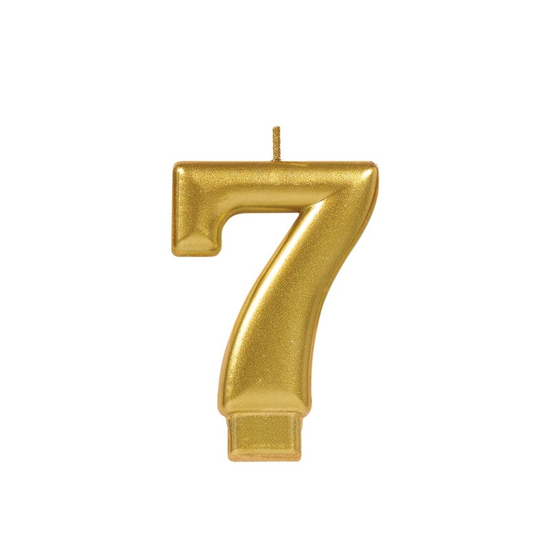 Number "7" Cake Candle Metallic - Gold