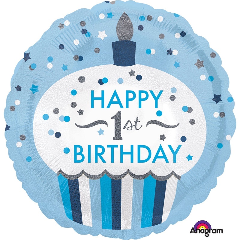 18" FOIL - HAPPY 1st BIRTHDAY CUPCAKE - BOY