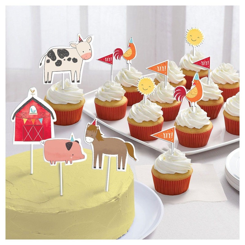 Barnyard Party Cupcake Toppers, 12Count