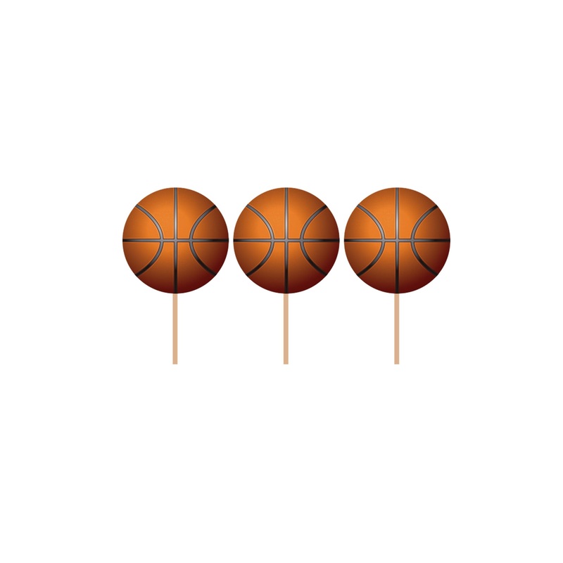 Basketball Cupcake Toppers, 12 Count
