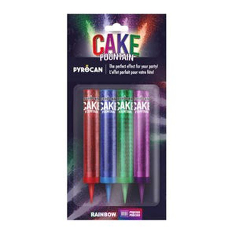 Birthday Cake Fountain, Rainbow, 4 Count