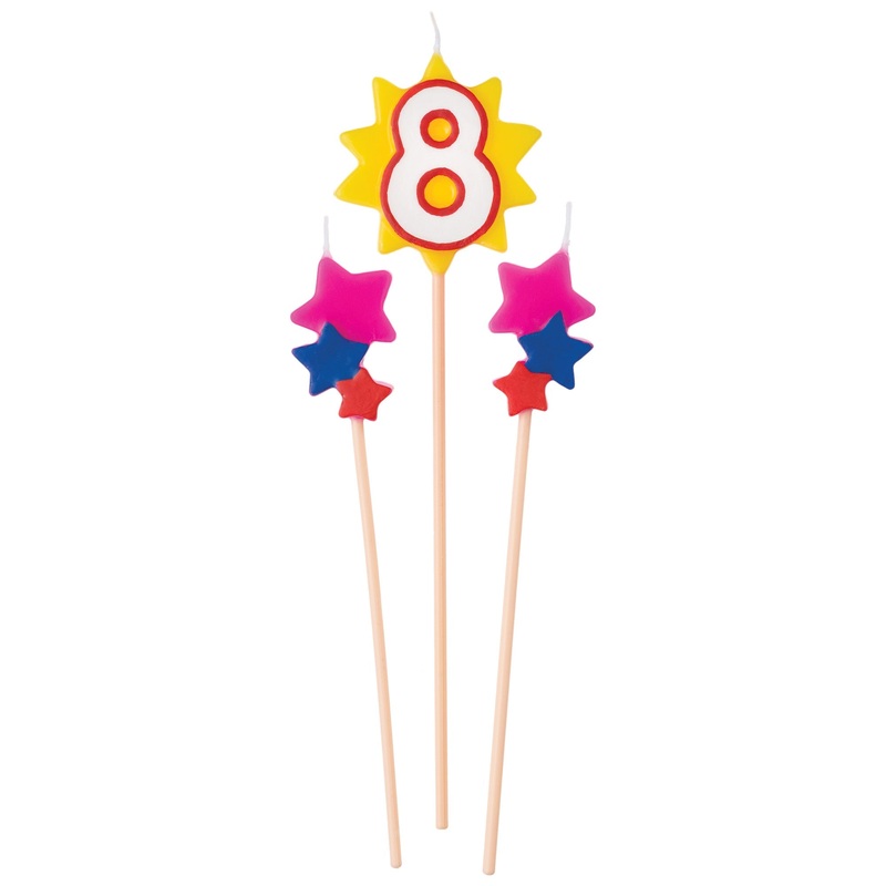 Birthday Cake Pick Candles #8, 5 1/2-7 Inches, 3 Count