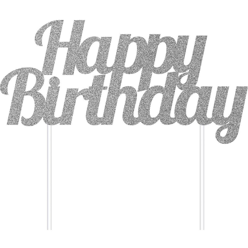 Cake Topper Happy Bday Glitter - Sil