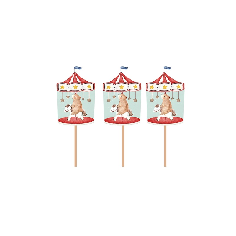 Enchanted Carousel Birthday Cupcake Toppers, 12 Count