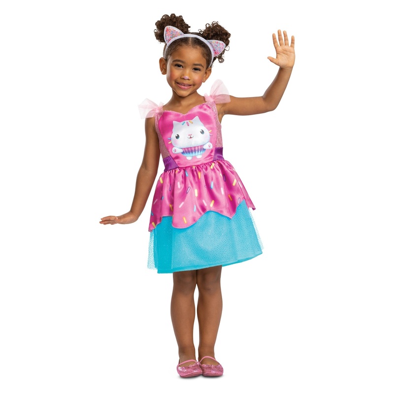 Gabby's Dollhouse Cakey Cat Classic Costume for Toddlers, Blue and Pink Dress
