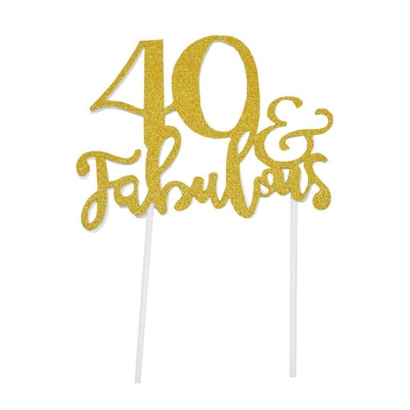 Glitter Cake Topper - 40 & Fabulous