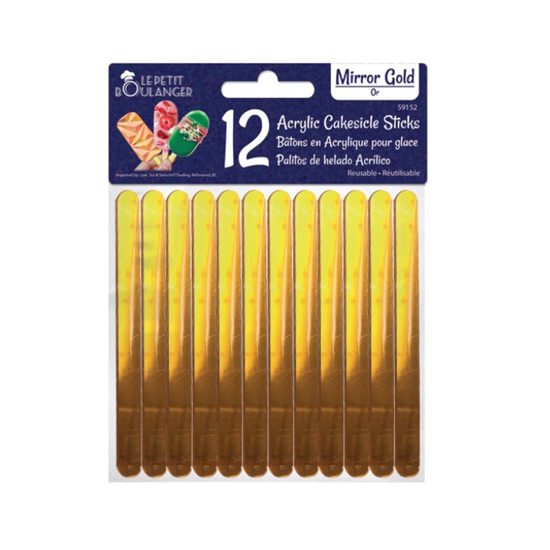 Gold Acrylic Cakesicle Stick, 12 count