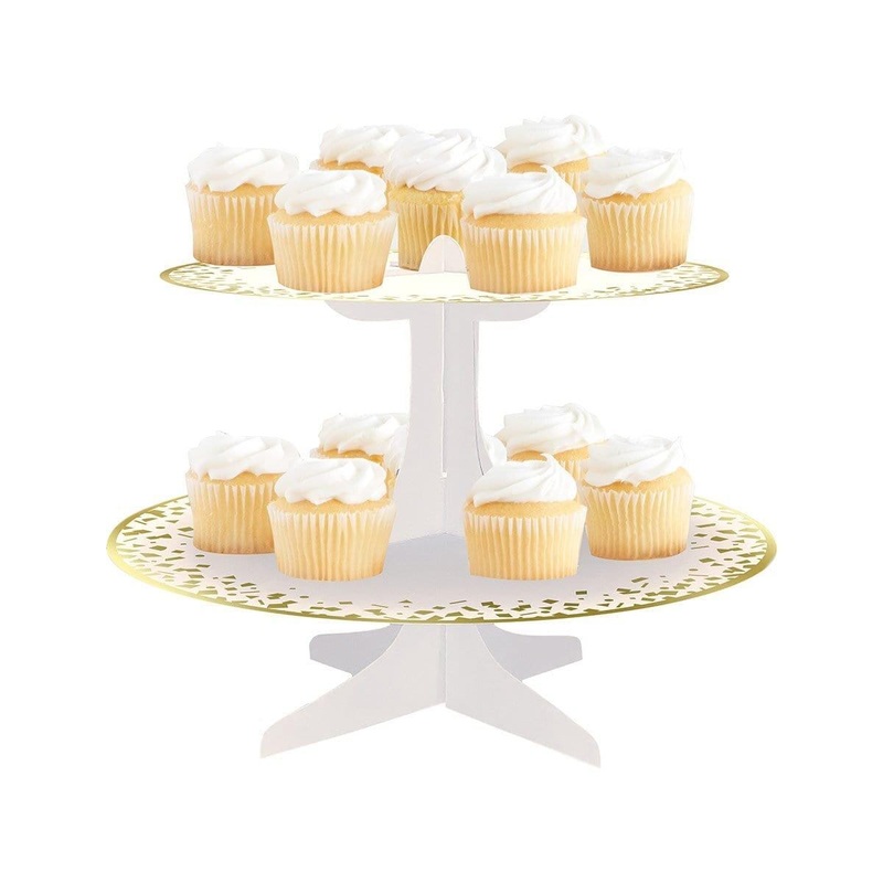 Gold Confetti Birthday Cupcake Stand