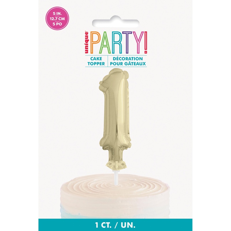 Golden Number 1 Foil Balloon Cake Topper, 1 Count