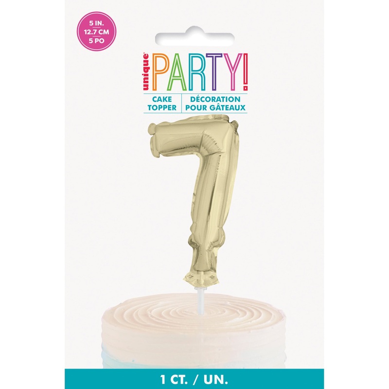 Golden Number 7 Foil Balloon Cake Topper, 1 Count