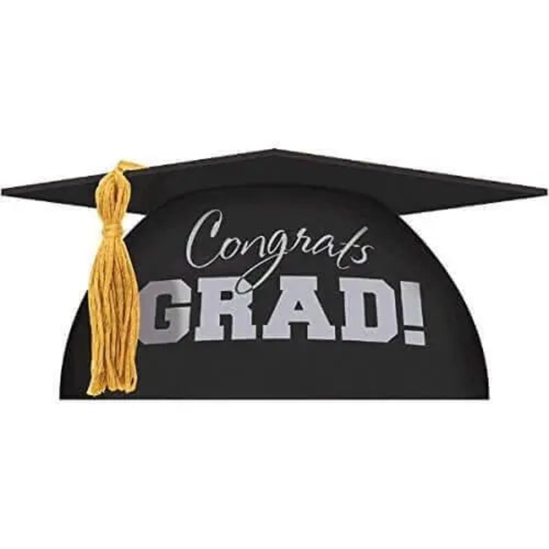 Graduation Cap Cake Topper - Black (3pcs)