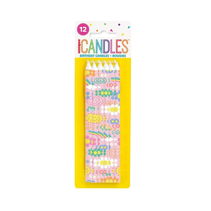 Groovy Daisy Flower Birthday Cake Candles, 5 Inches, 12 Count
