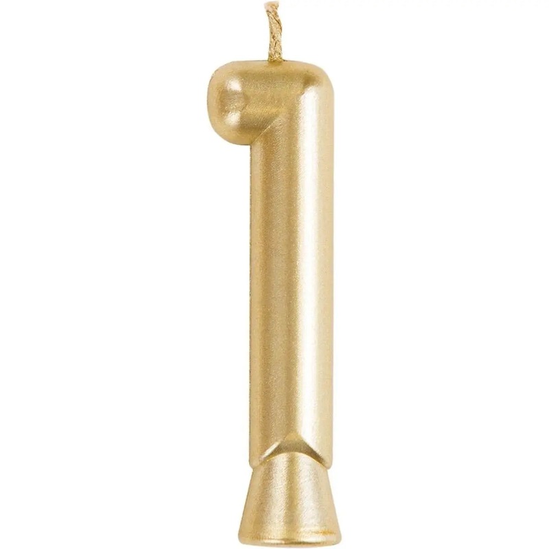 Number '1' Cake Candle - Gold