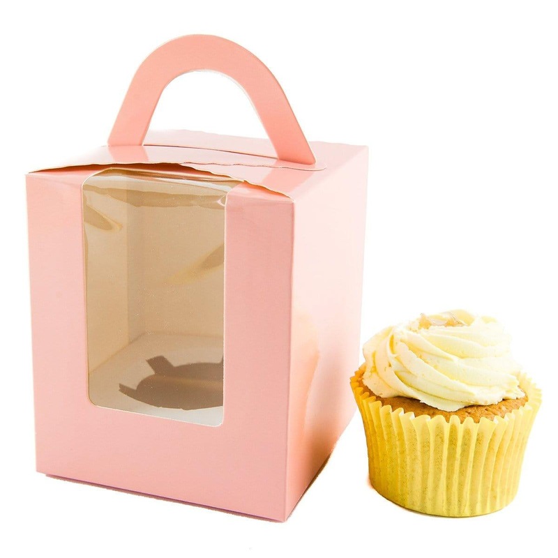 Pink Individual Cupcake Boxes, 10 Count