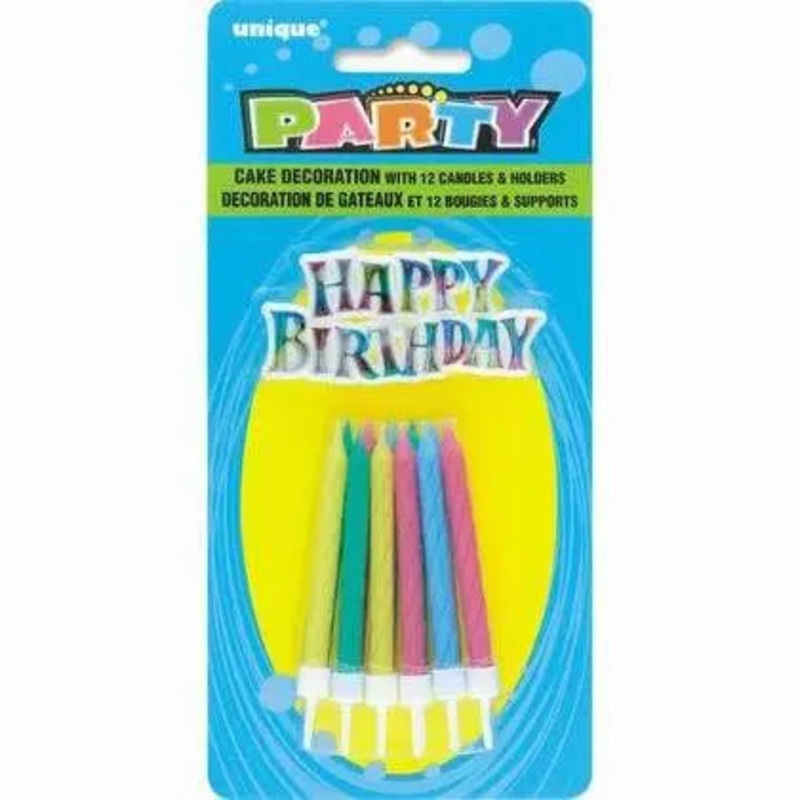 Rainbow Cake Topper with Birthday Candles
