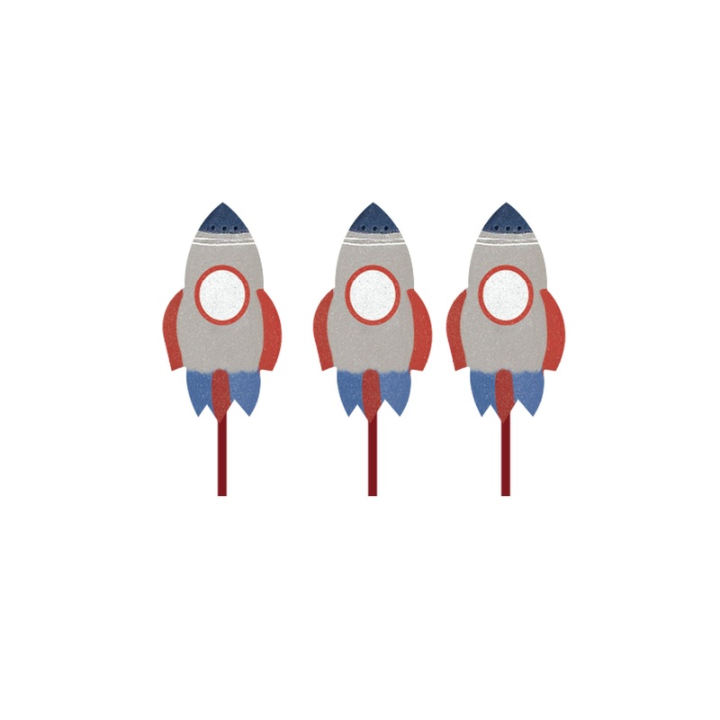 Rocket Blast Birthday Cupcake Toppers, 12 Count