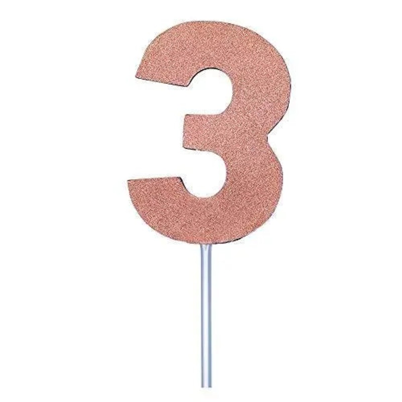 Rose Gold Diamond #3 Cake Topper