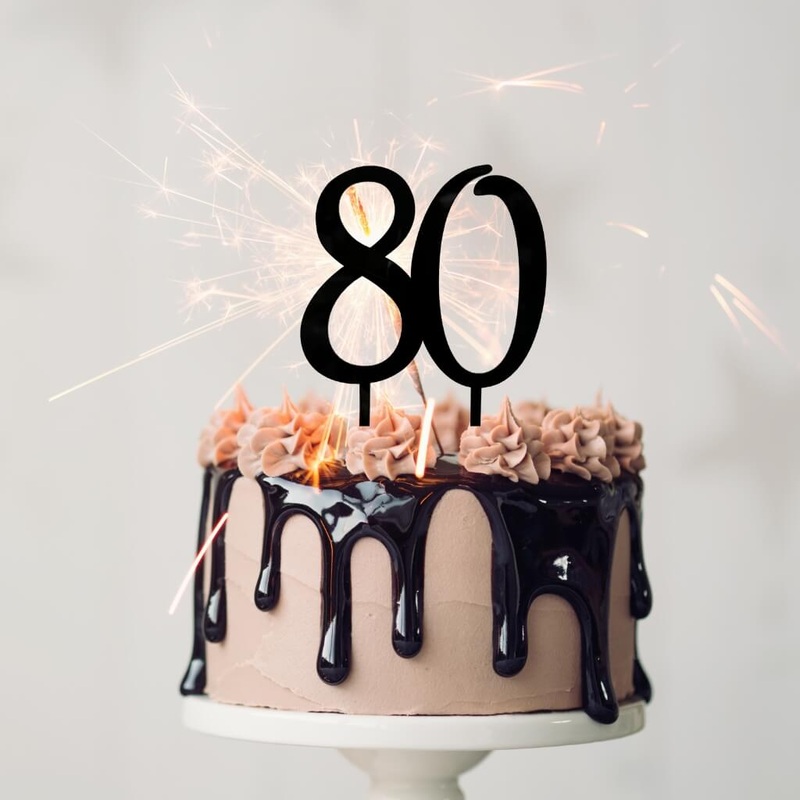 Acrylic Black Age 80 Birthday Cake Topper