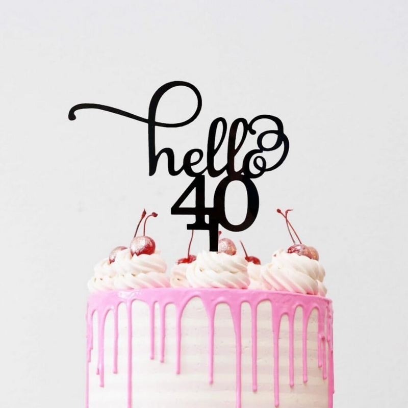 Acrylic Black 'Hello 40' Birthday Cake Topper