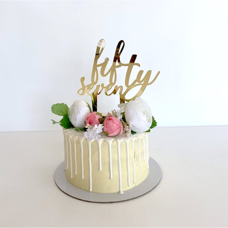 Acrylic Gold 'fifty seven' Birthday Cake Topper