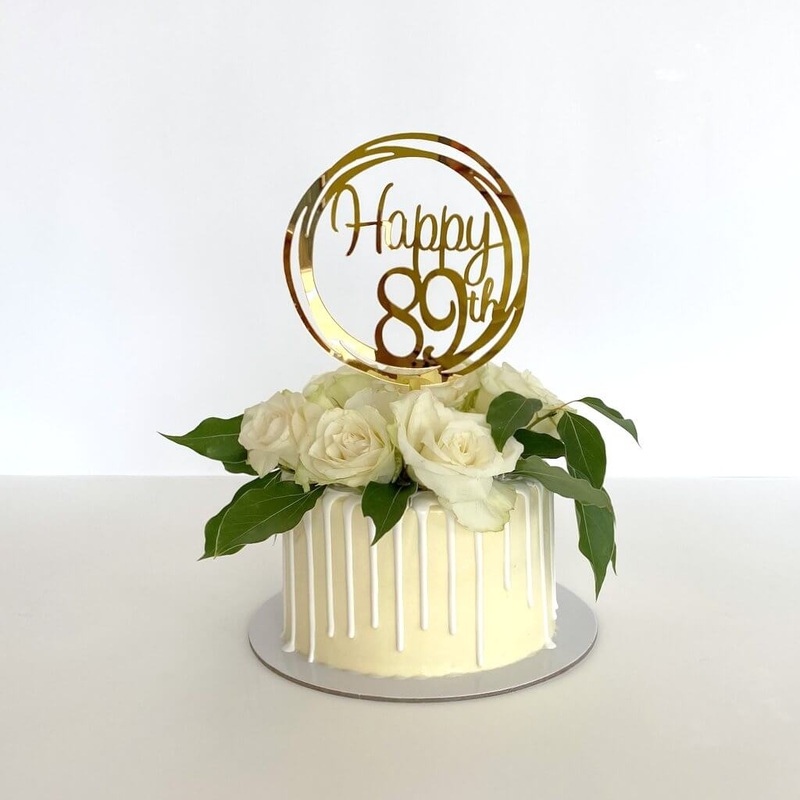 Acrylic Gold 'Happy 89th' Geometric Cake Topper