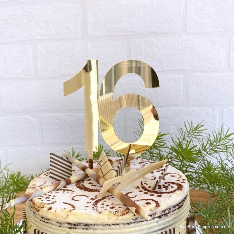Acrylic Gold Mirror Age 16 Cake Topper
