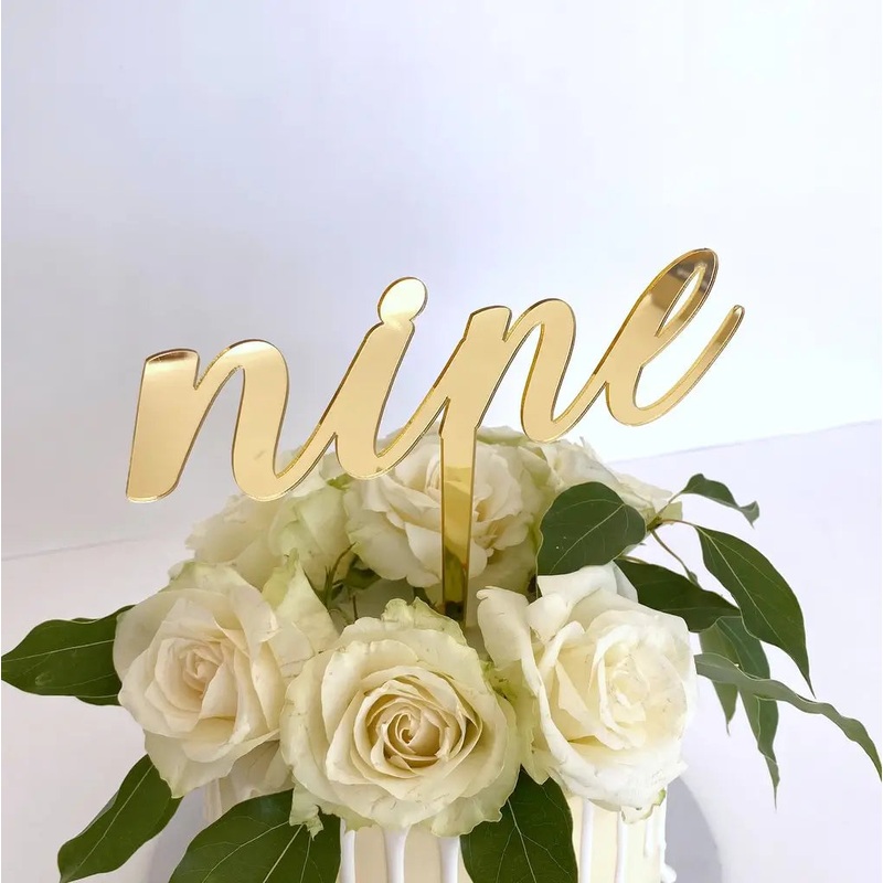 Acrylic Gold 'nine' Birthday Cake Topper