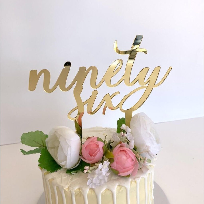 Acrylic Gold 'ninety six' Birthday Cake Topper