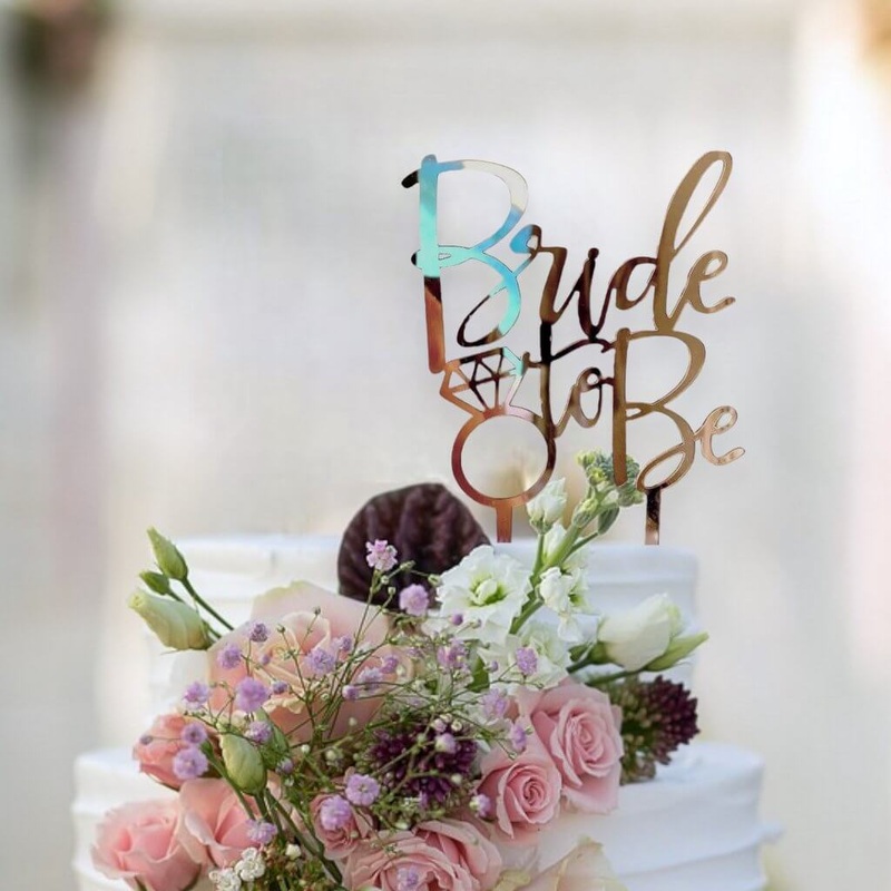 Acrylic Rose Gold Diamond 'Bride To Be' Cake Topper