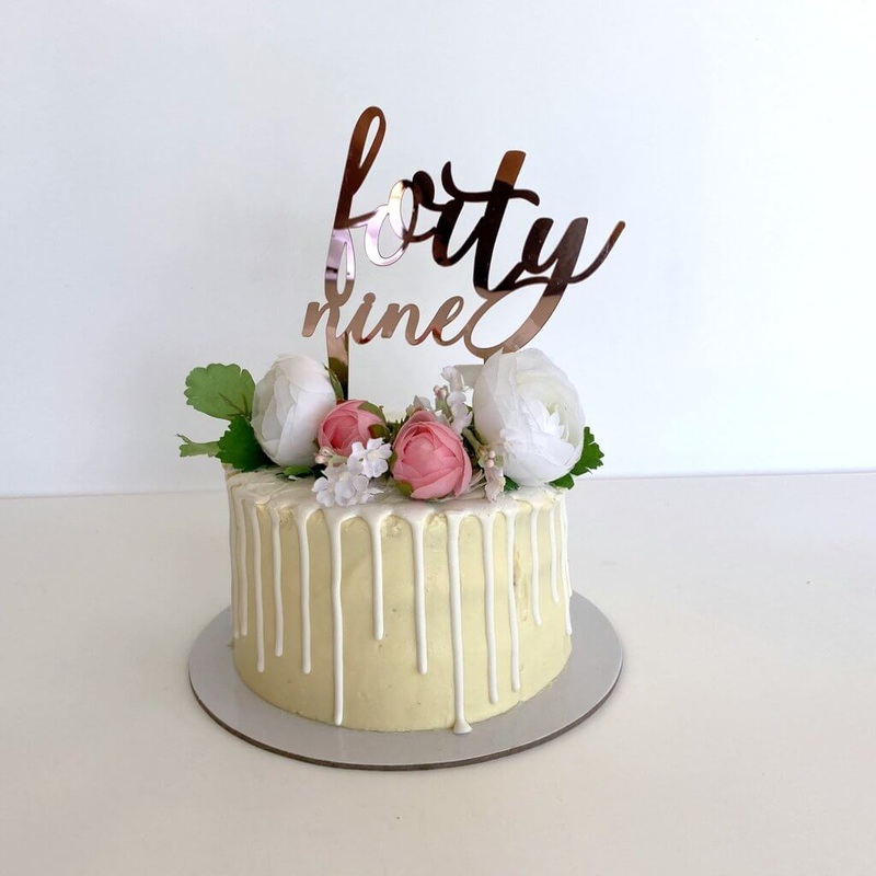Acrylic Rose Gold 'forty nine' Birthday Cake Topper