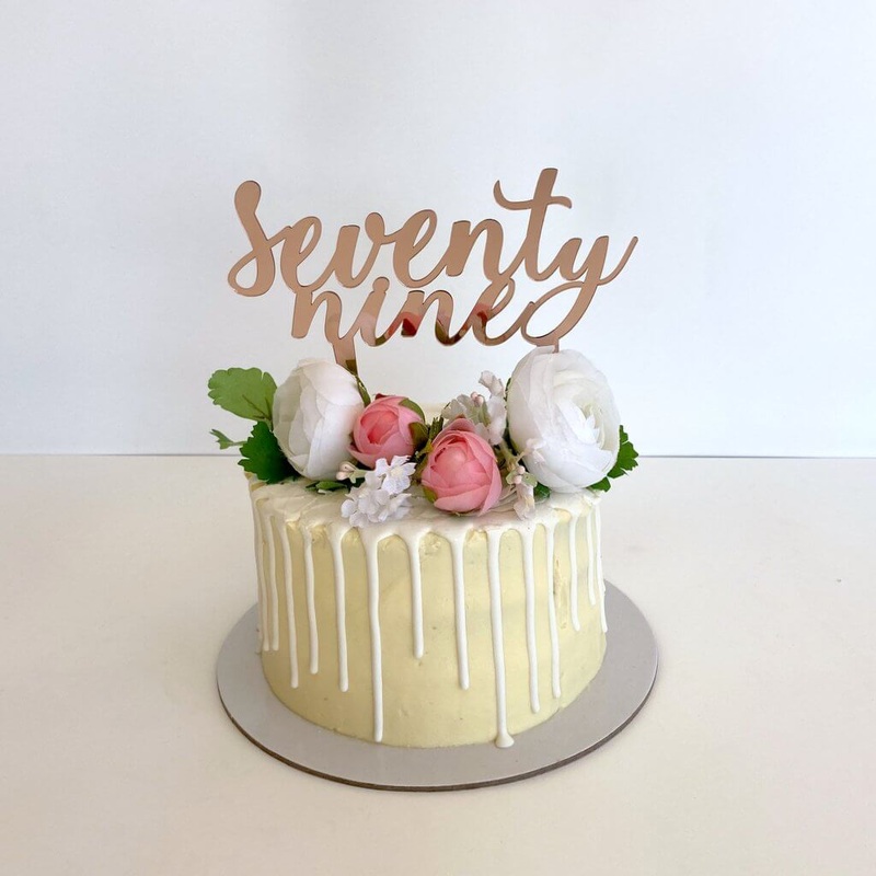 Acrylic Rose Gold 'seventy nine' Cake Topper