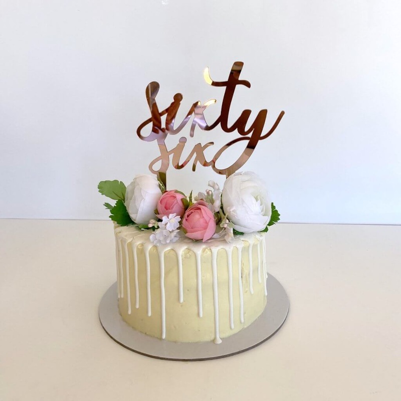 Acrylic Rose Gold 'sixty six' Cake Topper