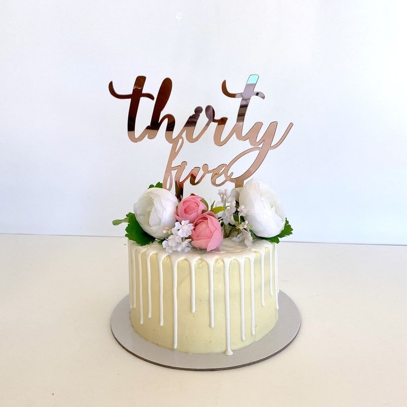 Acrylic Rose Gold 'thirty five' Birthday Cake Topper