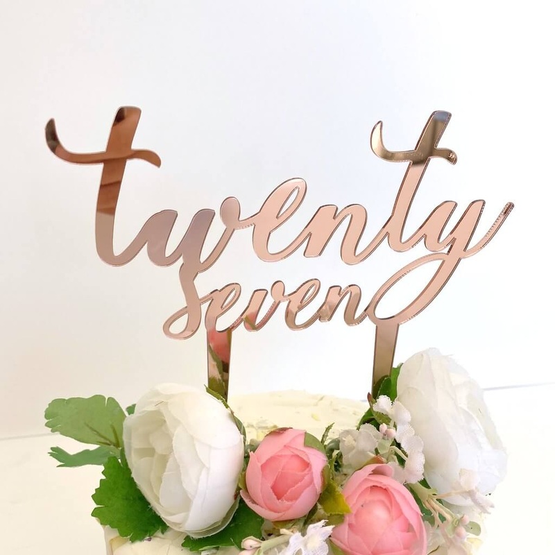 Acrylic Rose Gold 'twenty seven' Birthday Cake Topper